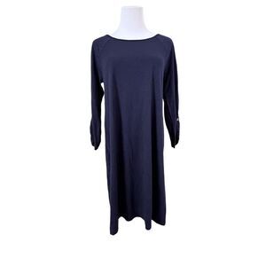 Lilly Pulitzer Surfcrest Rolled Sleeve Knit‎ Swing Dress Navy Blue sz MEDIUM